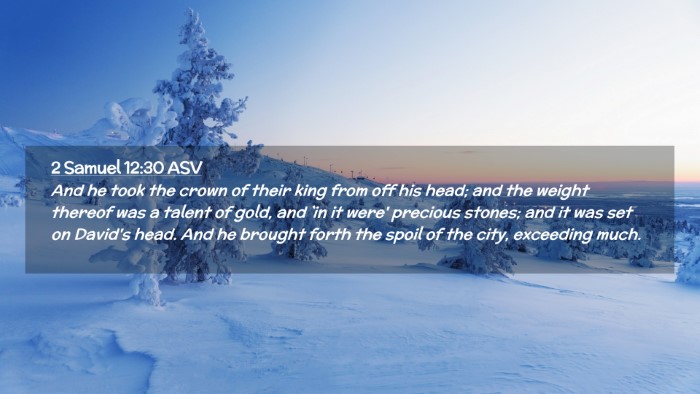 Picture 02 - 2 Samuel 12:30 ASV Desktop Wallpaper - And he took the crown of their king from off his - Desktop Bible Verse Wallpaper