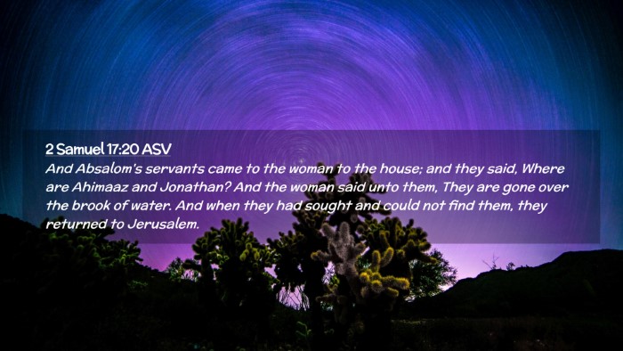 Picture 02 - 2 Samuel 17:20 ASV Desktop Wallpaper - And Absalom's servants came to the woman to the - Desktop Bible Verse Wallpaper