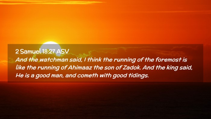 Picture 02 - 2 Samuel 18:27 ASV Desktop Wallpaper - And the watchman said, I think the running of the - Desktop Bible Verse Wallpaper