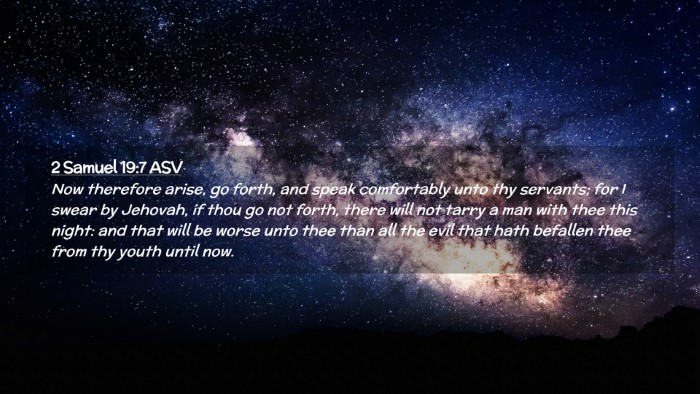 Picture 02 - 2 Samuel 19:7 ASV Desktop Wallpaper - Now therefore arise, go forth, and speak - Desktop Bible Verse Wallpaper
