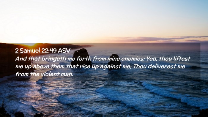 Picture 02 - 2 Samuel 22:49 ASV Desktop Wallpaper - And that bringeth me forth from mine enemies: - Desktop Bible Verse Wallpaper