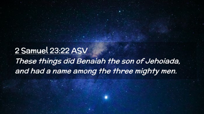 Picture 02 - 2 Samuel 23:22 ASV Desktop Wallpaper - These things did Benaiah the son of Jehoiada, and - Desktop Bible Verse Wallpaper
