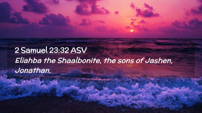 Picture 02 - 2 Samuel 23:32 ASV Desktop Wallpaper - Eliahba the Shaalbonite, the sons of Jashen, - Desktop Bible Verse Wallpaper
