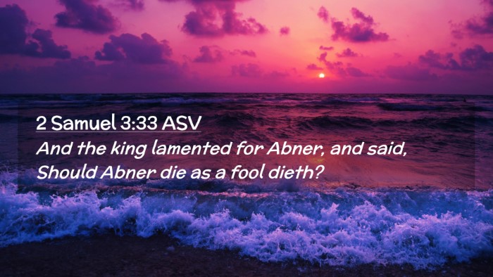 Picture 02 - 2 Samuel 3:33 ASV Desktop Wallpaper - And the king lamented for Abner, and said, Should - Desktop Bible Verse Wallpaper