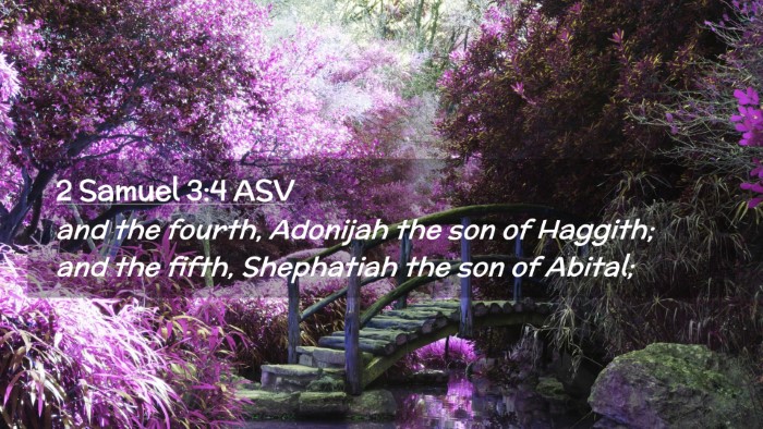 Picture 02 - 2 Samuel 3:4 ASV Desktop Wallpaper - and the fourth, Adonijah the son of Haggith; and - Desktop Bible Verse Wallpaper
