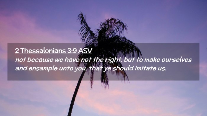 Picture 02 - 2 Thessalonians 3:9 ASV Desktop Wallpaper - not because we have not the right, but to make - Desktop Bible Verse Wallpaper