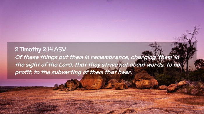 Picture 02 - 2 Timothy 2:14 ASV Desktop Wallpaper - Of these things put them in remembrance, charging - Desktop Bible Verse Wallpaper