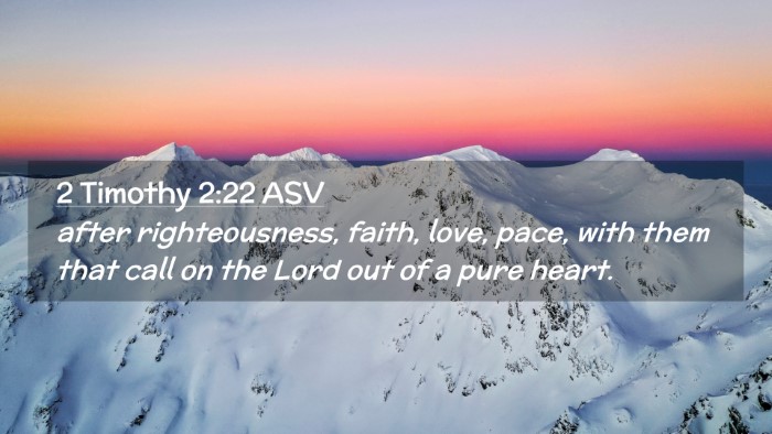 Picture 02 - 2 Timothy 2:22 ASV Desktop Wallpaper - after righteousness, faith, love, pace, with them - Desktop Bible Verse Wallpaper