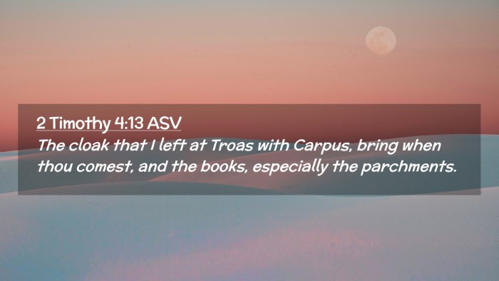 Picture 02 - 2 Timothy 4:13 ASV Desktop Wallpaper - The cloak that I left at Troas with Carpus, bring - Desktop Bible Verse Wallpaper