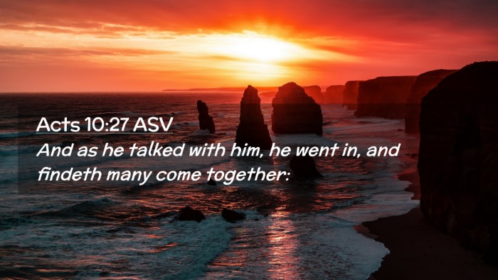 Picture 02 - Acts 10:27 ASV Desktop Wallpaper - And as he talked with him, he went in, and - Desktop Bible Verse Wallpaper