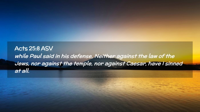 Picture 02 - Acts 25:8 ASV Desktop Wallpaper - while Paul said in his defense, Neither against - Desktop Bible Verse Wallpaper