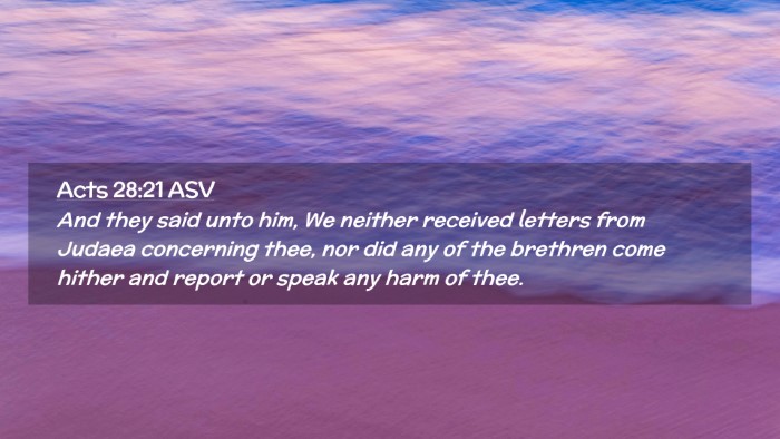 Picture 02 - Acts 28:21 ASV Desktop Wallpaper - And they said unto him, We neither received - Desktop Bible Verse Wallpaper