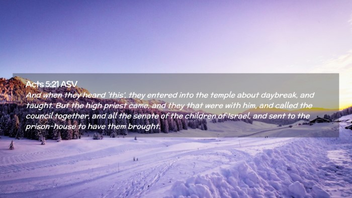 Picture 02 - Acts 5:21 ASV Desktop Wallpaper - And when they heard `this', they entered into the - Desktop Bible Verse Wallpaper
