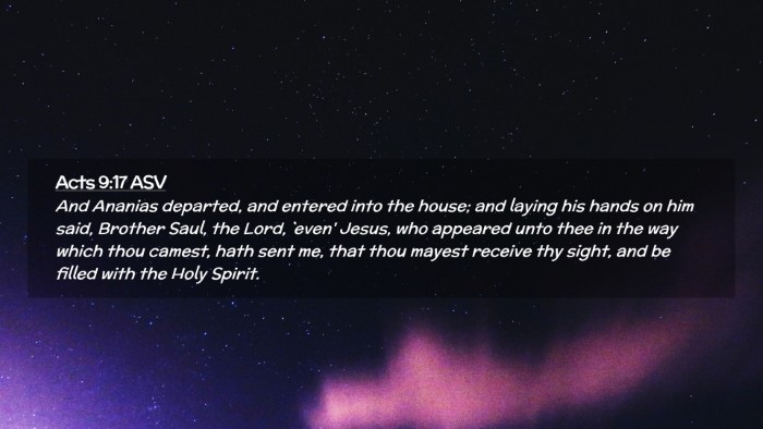 Picture 02 - Acts 9:17 ASV Desktop Wallpaper - And Ananias departed, and entered into the house; - Desktop Bible Verse Wallpaper