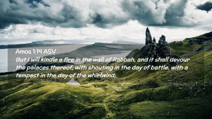 Picture 02 - Amos 1:14 ASV Desktop Wallpaper - But I will kindle a fire in the wall of Rabbah, - Desktop Bible Verse Wallpaper