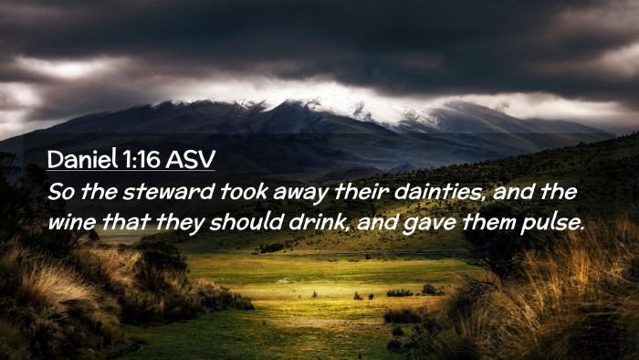 Picture 02 - Daniel 1:16 ASV Desktop Wallpaper - So the steward took away their dainties, and the - Desktop Bible Verse Wallpaper