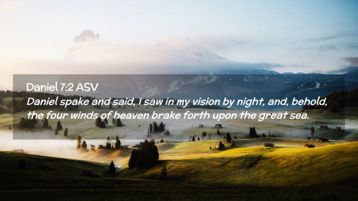 Picture 02 - Daniel 7:2 ASV Desktop Wallpaper - Daniel spake and said, I saw in my vision by - Desktop Bible Verse Wallpaper