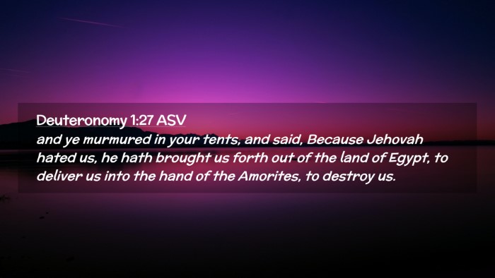 Picture 02 - Deuteronomy 1:27 ASV Desktop Wallpaper - and ye murmured in your tents, and said, Because - Desktop Bible Verse Wallpaper