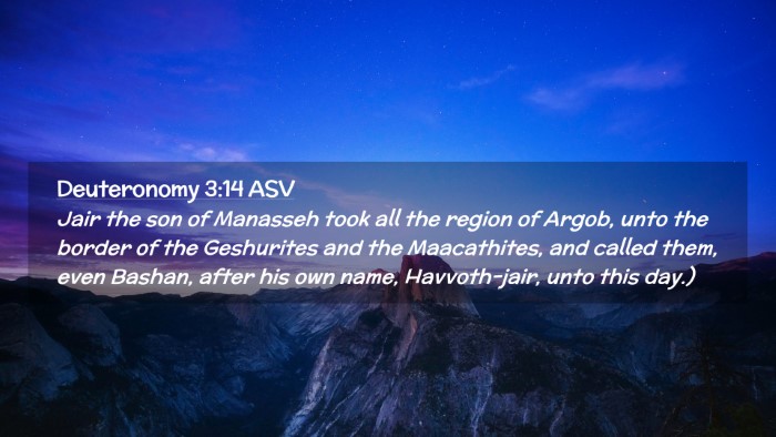 Picture 02 - Deuteronomy 3:14 ASV Desktop Wallpaper - Jair the son of Manasseh took all the region of - Desktop Bible Verse Wallpaper