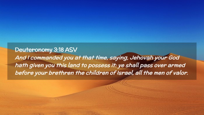 Picture 02 - Deuteronomy 3:18 ASV Desktop Wallpaper - And I commanded you at that time, saying, Jehovah - Desktop Bible Verse Wallpaper