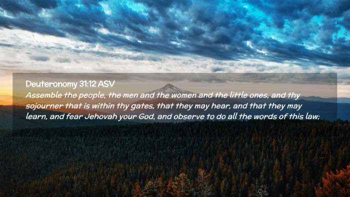 Picture 02 - Deuteronomy 31:12 ASV Desktop Wallpaper - Assemble the people, the men and the women and - Desktop Bible Verse Wallpaper