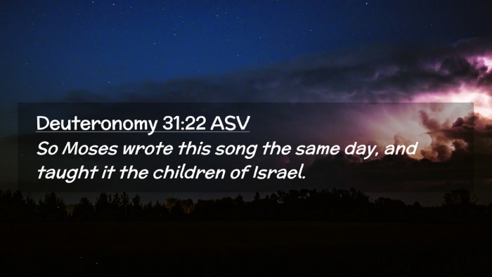 Picture 02 - Deuteronomy 31:22 ASV Desktop Wallpaper - So Moses wrote this song the same day, and taught - Desktop Bible Verse Wallpaper