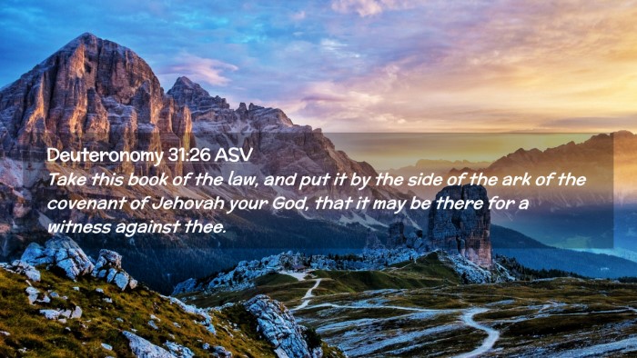 Picture 02 - Deuteronomy 31:26 ASV Desktop Wallpaper - Take this book of the law, and put it by the side - Desktop Bible Verse Wallpaper