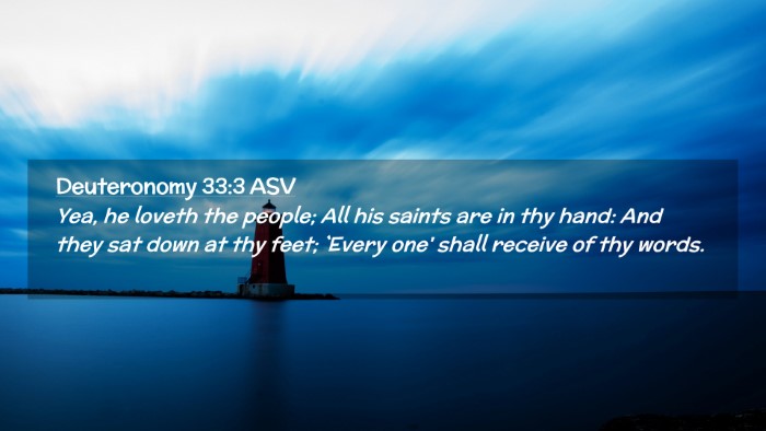 Picture 02 - Deuteronomy 33:3 ASV Desktop Wallpaper - Yea, he loveth the people; All his saints are in - Desktop Bible Verse Wallpaper