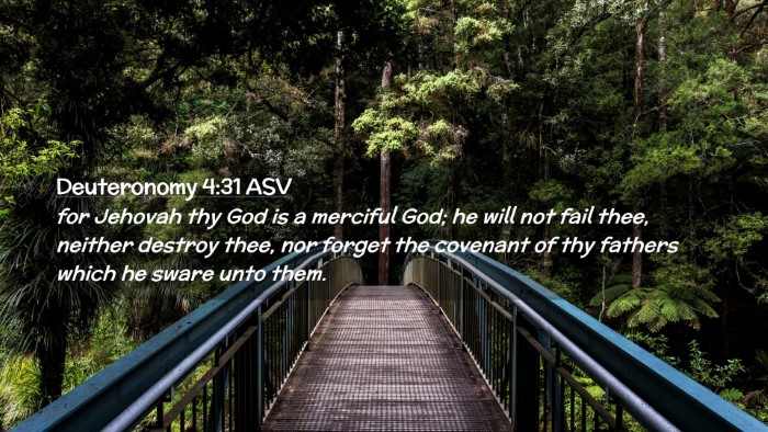 Picture 02 - Deuteronomy 4:31 ASV Desktop Wallpaper - for Jehovah thy God is a merciful God; he will - Desktop Bible Verse Wallpaper