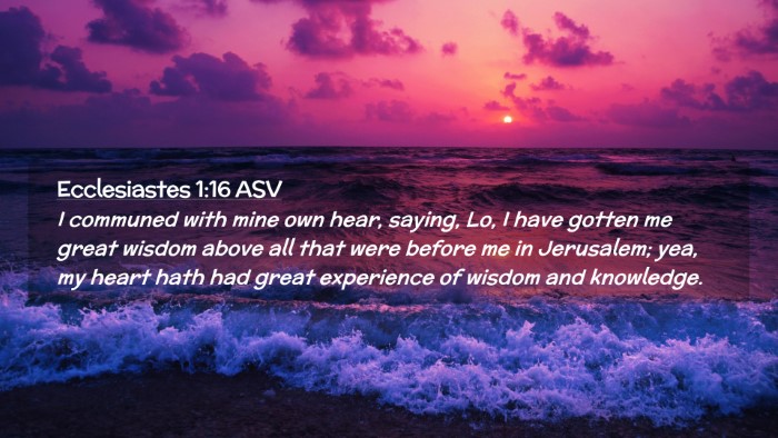 Picture 02 - Ecclesiastes 1:16 ASV Desktop Wallpaper - I communed with mine own hear, saying, Lo, I have - Desktop Bible Verse Wallpaper