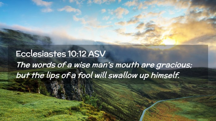 Picture 02 - Ecclesiastes 10:12 ASV Desktop Wallpaper - The words of a wise man's mouth are gracious; but - Desktop Bible Verse Wallpaper