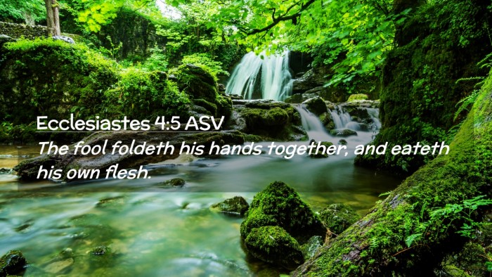 Picture 02 - Ecclesiastes 4:5 ASV Desktop Wallpaper - The fool foldeth his hands together, and eateth - Desktop Bible Verse Wallpaper