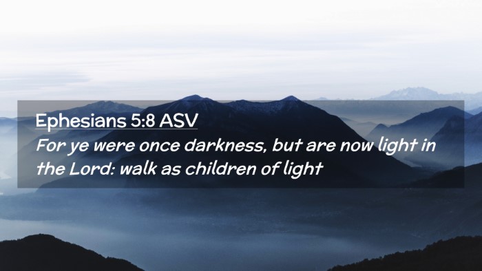 Picture 02 - Ephesians 5:8 ASV Desktop Wallpaper - For ye were once darkness, but are now light in - Desktop Bible Verse Wallpaper