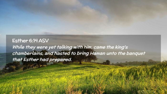 Picture 02 - Esther 6:14 ASV Desktop Wallpaper - While they were yet talking with him, came the - Desktop Bible Verse Wallpaper