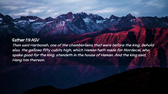 Picture 02 - Esther 7:9 ASV Desktop Wallpaper - Then said Harbonah, one of the chamberlains that - Desktop Bible Verse Wallpaper