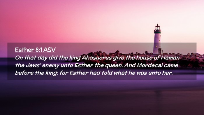 Picture 02 - Esther 8:1 ASV Desktop Wallpaper - On that day did the king Ahasuerus give the house - Desktop Bible Verse Wallpaper