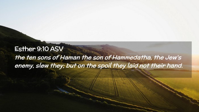 Picture 02 - Esther 9:10 ASV Desktop Wallpaper - the ten sons of Haman the son of Hammedatha, the - Desktop Bible Verse Wallpaper