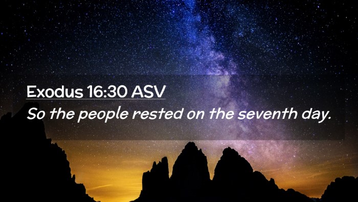 Picture 02 - Exodus 16:30 ASV Desktop Wallpaper - So the people rested on the seventh - Desktop Bible Verse Wallpaper