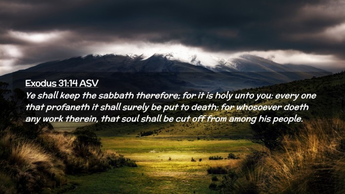Picture 02 - Exodus 31:14 ASV Desktop Wallpaper - Ye shall keep the sabbath therefore; for it is - Desktop Bible Verse Wallpaper