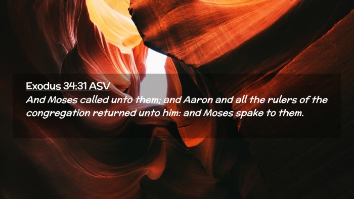 Picture 02 - Exodus 34:31 ASV Desktop Wallpaper - And Moses called unto them; and Aaron and all the - Desktop Bible Verse Wallpaper