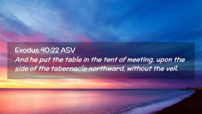 Picture 02 - Exodus 40:22 ASV Desktop Wallpaper - And he put the table in the tent of meeting, upon - Desktop Bible Verse Wallpaper