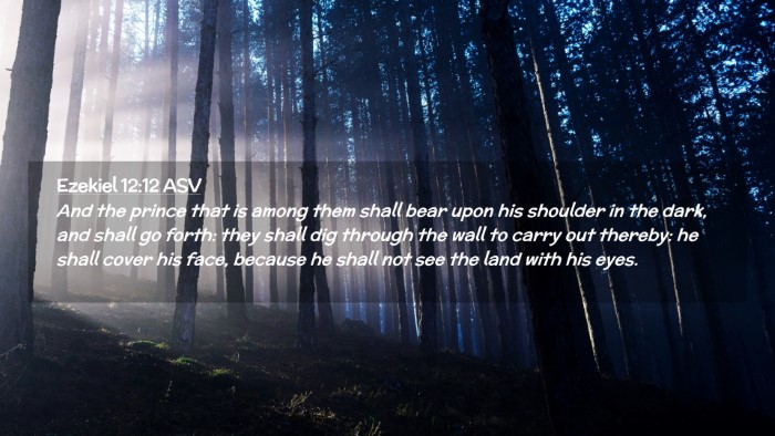 Picture 02 - Ezekiel 12:12 ASV Desktop Wallpaper - And the prince that is among them shall bear upon - Desktop Bible Verse Wallpaper