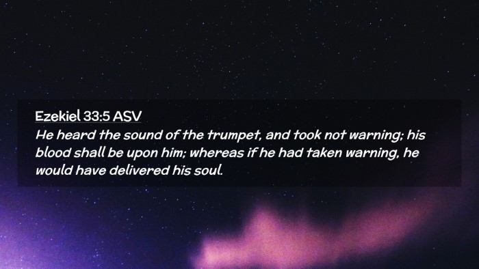 Picture 02 - Ezekiel 33:5 ASV Desktop Wallpaper - He heard the sound of the trumpet, and took not - Desktop Bible Verse Wallpaper