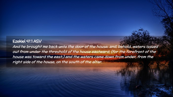 Picture 02 - Ezekiel 47:1 ASV Desktop Wallpaper - And he brought me back unto the door of the - Desktop Bible Verse Wallpaper
