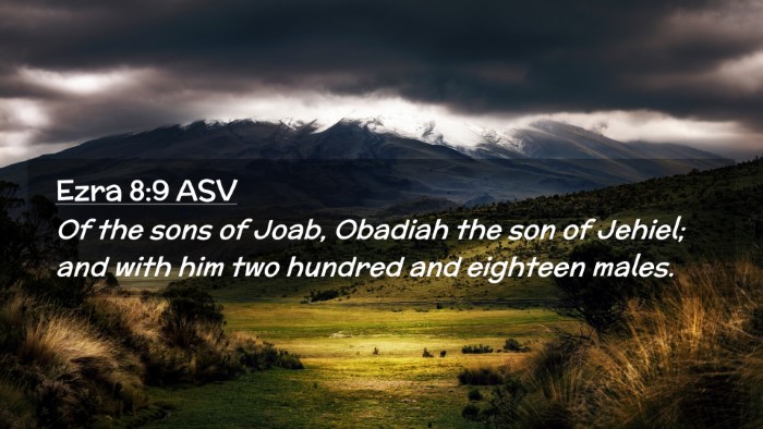 Picture 02 - Ezra 8:9 ASV Desktop Wallpaper - Of the sons of Joab, Obadiah the son of Jehiel; - Desktop Bible Verse Wallpaper