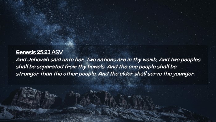 Picture 02 - Genesis 25:23 ASV Desktop Wallpaper - And Jehovah said unto her, Two nations are in thy - Desktop Bible Verse Wallpaper