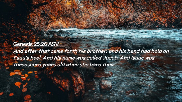 Picture 02 - Genesis 25:26 ASV Desktop Wallpaper - And after that came forth his brother, and his - Desktop Bible Verse Wallpaper