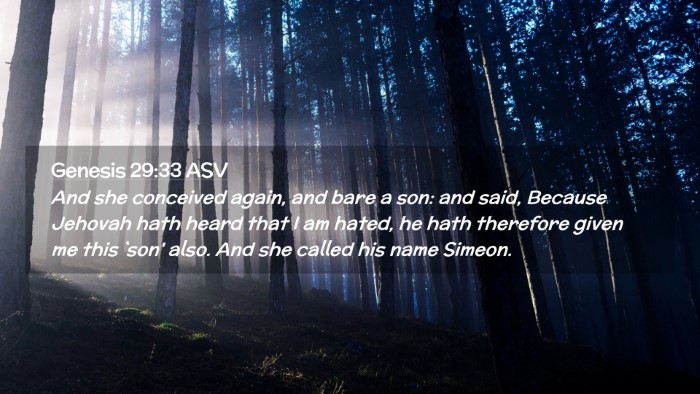 Picture 02 - Genesis 29:33 ASV Desktop Wallpaper - And she conceived again, and bare a son: and - Desktop Bible Verse Wallpaper