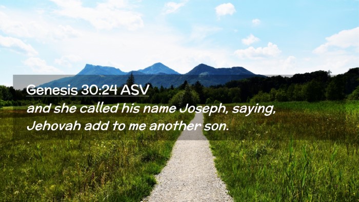 Picture 02 - Genesis 30:24 ASV Desktop Wallpaper - and she called his name Joseph, saying, Jehovah - Desktop Bible Verse Wallpaper