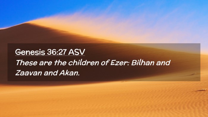 Picture 02 - Genesis 36:27 ASV Desktop Wallpaper - These are the children of Ezer: Bilhan and Zaavan - Desktop Bible Verse Wallpaper